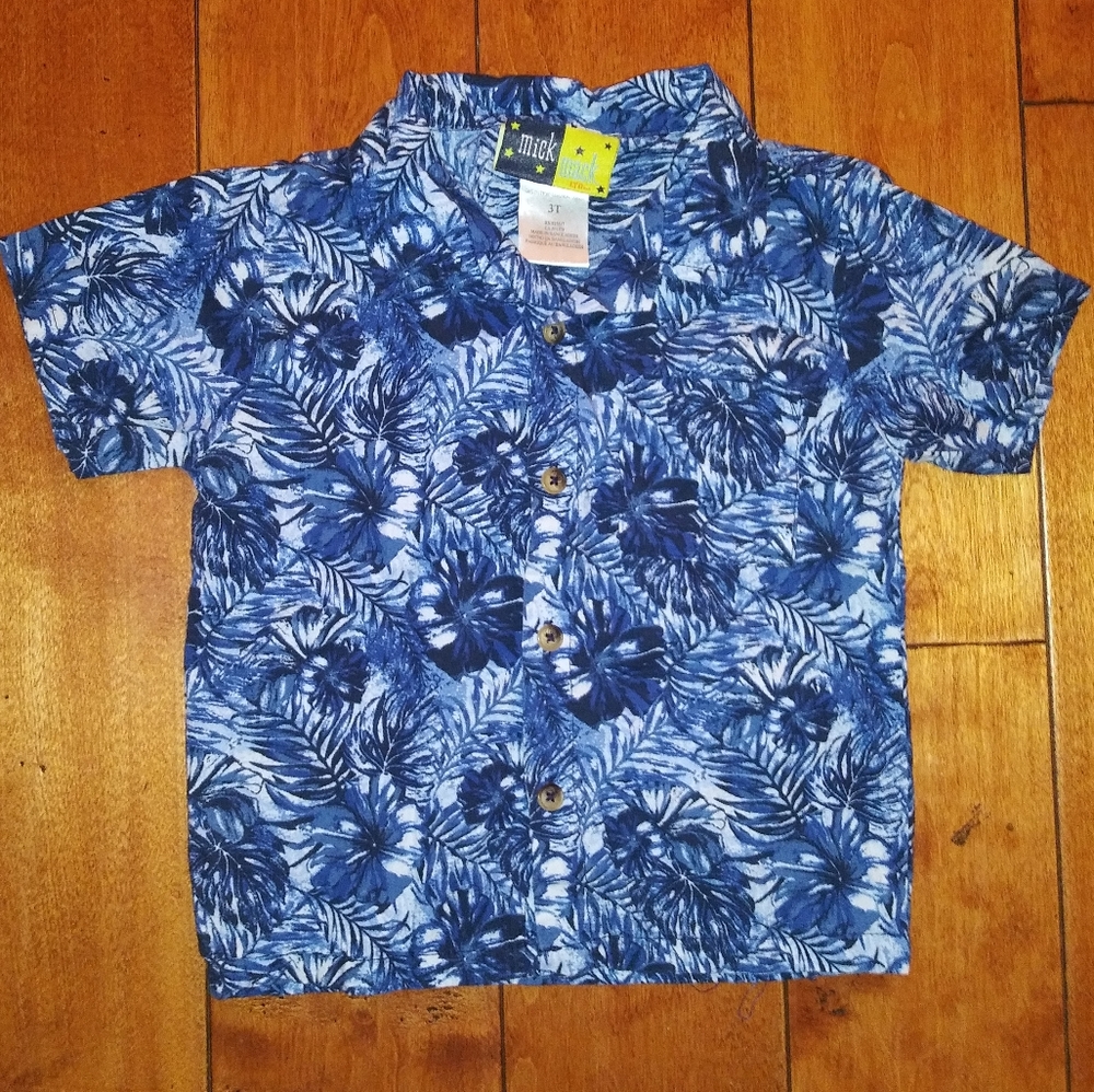 Mick mack short sleeve button up tropical floral top